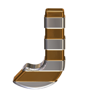 Yatay gümüş kayışlı altın sembol. J harfi