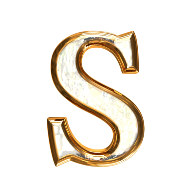 Altın çerçeveli buz sembolü. s harfi