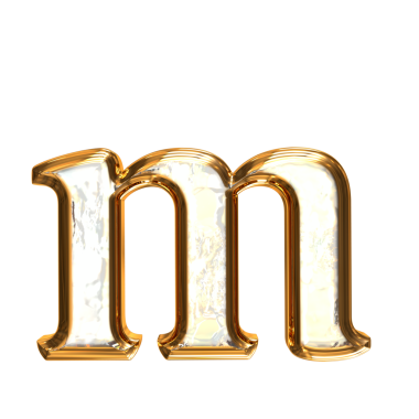 Altın çerçeveli buz sembolü. M harfi