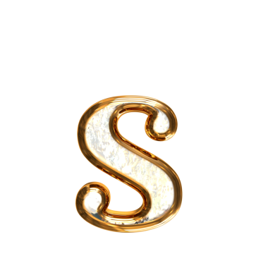 Altın çerçeveli buz sembolü. s harfi