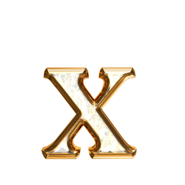 Altın çerçeveli buz sembolü. X harfi