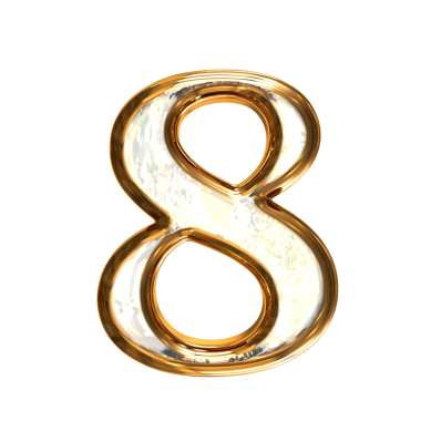 Altın çerçeveli buz sembolü. 8 numara.