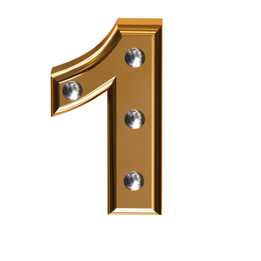 Metal perçinli altın sembol. 1 numara.