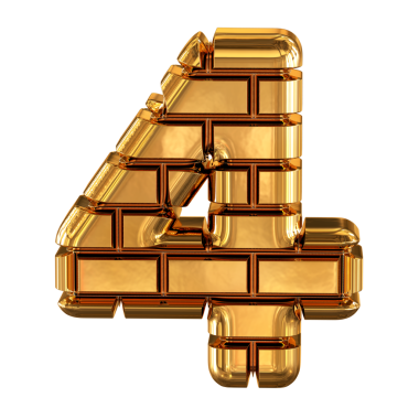 Altın tuğlalardan yapılmış 3D sembol. 4 numara.