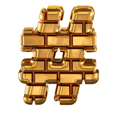 Altın tuğlalardan yapılmış 3D sembol.