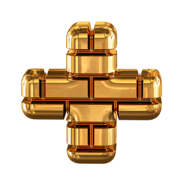 Altın tuğlalardan yapılmış 3D sembol.