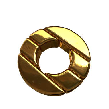 Altın köşegen bloklardan yapılmış sembol. O harfi