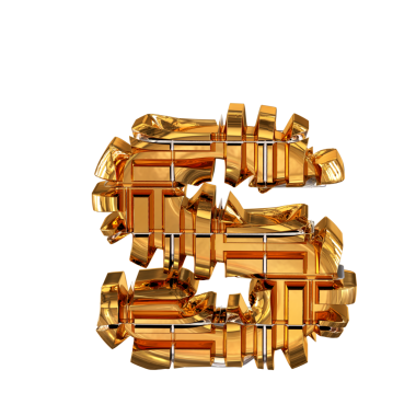 3d symbol made of transformed gold. letter s