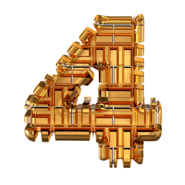 Altından yapılmış 3 boyutlu bir sembol. 4 numara.