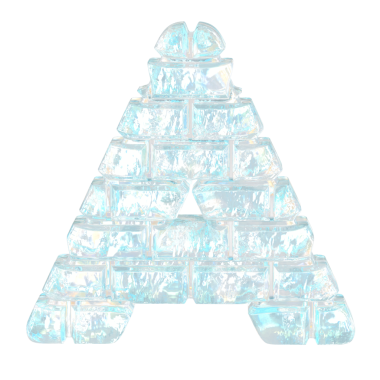 Yatay buz tuğlalarından yapılmış bir sembol. harf a