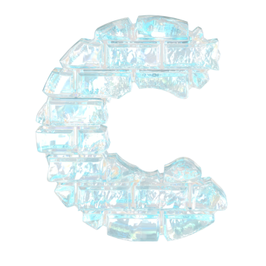 Yatay buz tuğlalarından yapılmış bir sembol. c harfi