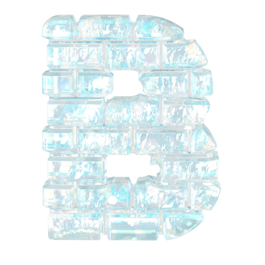 Yatay buz tuğlalarından yapılmış bir sembol. b harfi