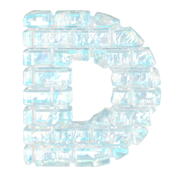 Yatay buz tuğlalarından yapılmış bir sembol. D harfi