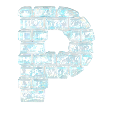 Yatay buz tuğlalarından yapılmış bir sembol. p harfi