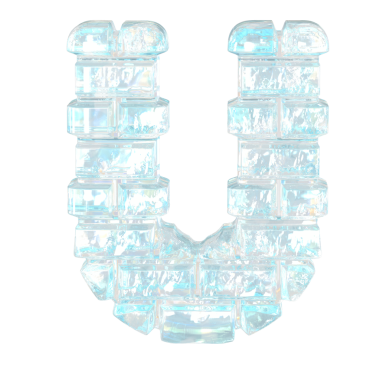 Yatay buz tuğlalarından yapılmış bir sembol. harf u