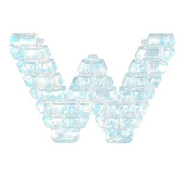 Yatay buz tuğlalarından yapılmış bir sembol. w harfi