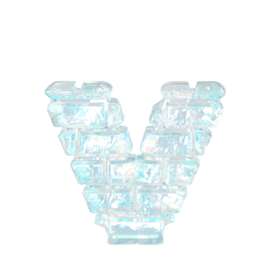 Yatay buz tuğlalarından yapılmış bir sembol. V harfi