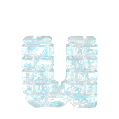 Yatay buz tuğlalarından yapılmış bir sembol. harf u