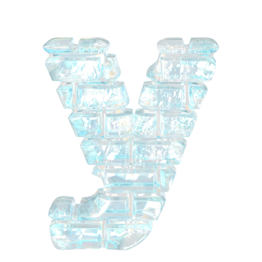 Yatay buz tuğlalarından yapılmış bir sembol. Y harfi