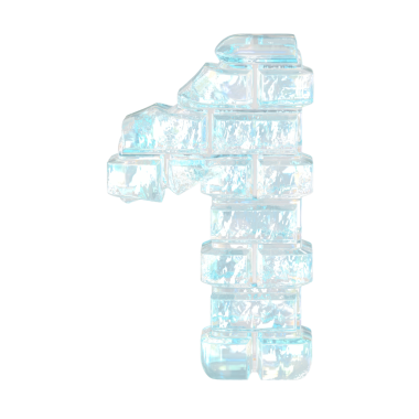 Yatay buz tuğlalarından yapılmış bir sembol. 1 numara.