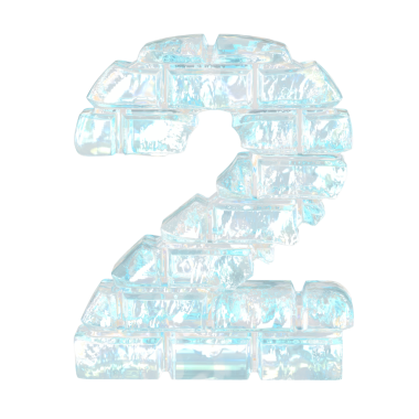 Yatay buz tuğlalarından yapılmış bir sembol. 2 numara.