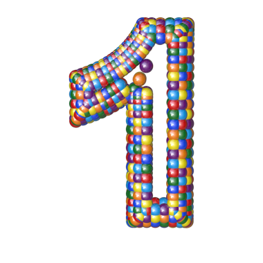 Renkli balonların sembolü. 1 numara.