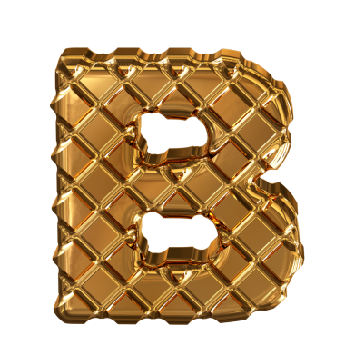 Altın eşkenar dörtgenlerden yapılmış altın bir sembol. b harfi