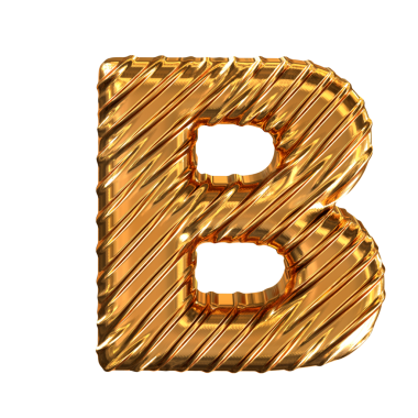 Tırtıklı altın sembol. b harfi