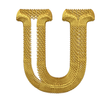 Altın dolar işaretlerinden yapılmış sembol. harf u