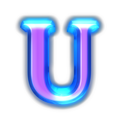 Kenarlarında mor bir sembol parlıyor. harf u