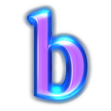 Kenarlarında mor bir sembol parlıyor. b harfi