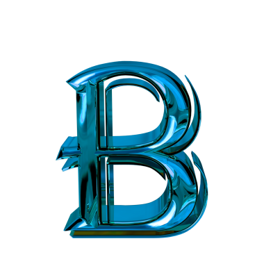 Mavi renkli boyut sembolü. b harfi