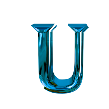 Mavi renkli boyut sembolü. harf u