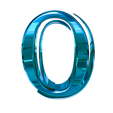 Mavi renkli boyut sembolü. sayı 0