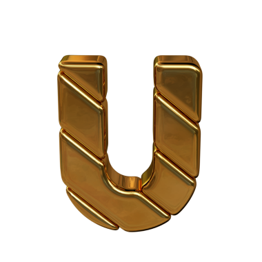 Çapraz altın bloklardan yapılmış sembol. harf u
