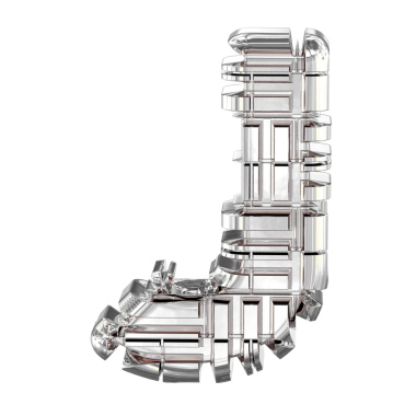 Dönüşmüş gümüşten yapılmış 3D sembol. J harfi