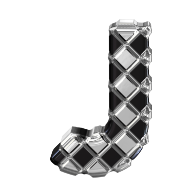 Gümüş eşkenar dörtlü siyah sembol. J harfi