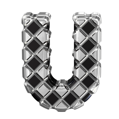 Gümüş eşkenar dörtlü siyah sembol. harf u