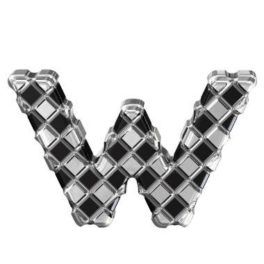 Gümüş eşkenar dörtlü siyah sembol. w harfi