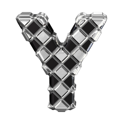 Gümüş eşkenar dörtlü siyah sembol. Y harfi