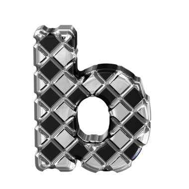 Gümüş eşkenar dörtlü siyah sembol. b harfi