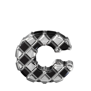 Gümüş eşkenar dörtlü siyah sembol. c harfi