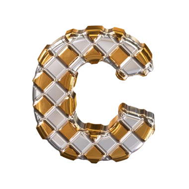 Gümüş eşkenar dörtlü altın sembol. c harfi