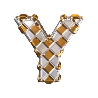 Gümüş eşkenar dörtlü altın sembol. Y harfi