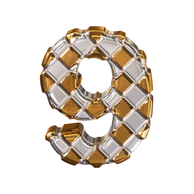 Gümüş eşkenar dörtlü altın sembol. 9 numara.