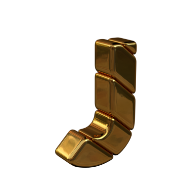 Soldan altın köşegen blok sembol görüntüsü. J harfi