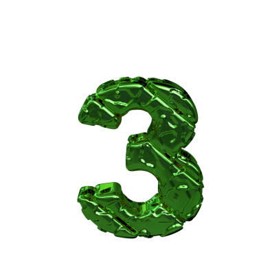 Kaba çapraz bloklardan yapılmış yeşil bir sembol. Yukarıdan bak. 3 numara.