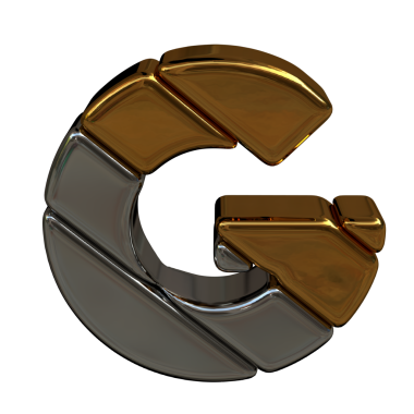 Altın ve gümüş köşegen blok sembolü. G harfi