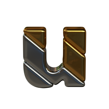 Altın ve gümüş köşegen blok sembolü. harf u