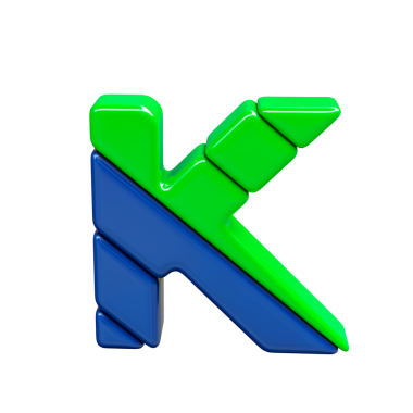 Yeşil ve mavi plastik sembol. K harfi
